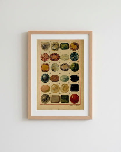 Antique 1914 Gemstone Lithograph Print