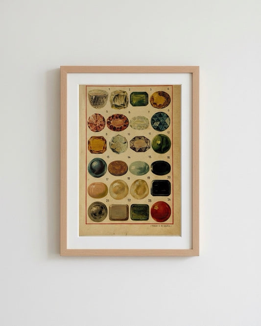 Antique 1914 Gemstone Lithograph Print