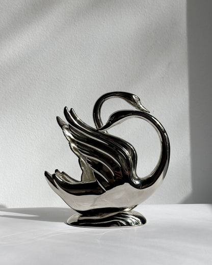 Vintage 1980s Silver Plated Swan Napkin Holder