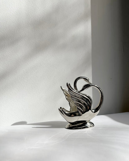 Vintage 1980s Silver Plated Swan Napkin Holder