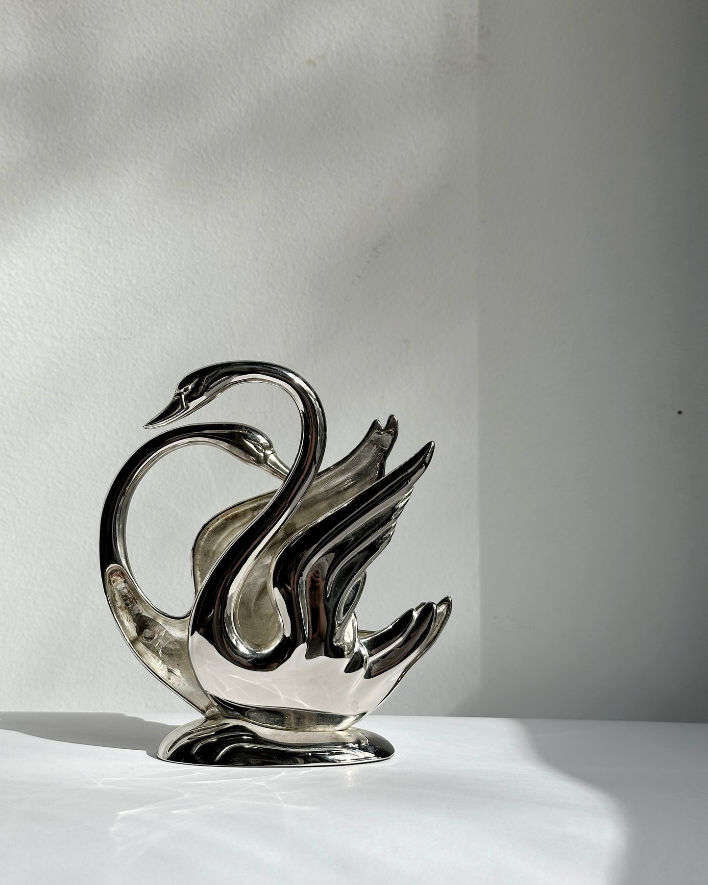 Vintage 1980s Silver Plated Swan Napkin Holder