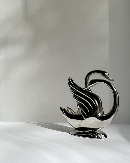 Vintage 1980s Silver Plated Swan Napkin Holder