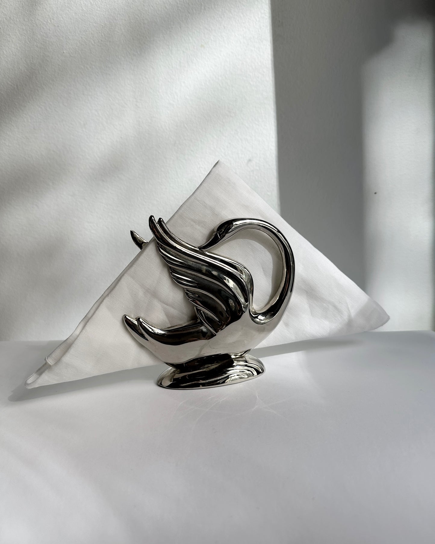Vintage 1980s Silver Plated Swan Napkin Holder