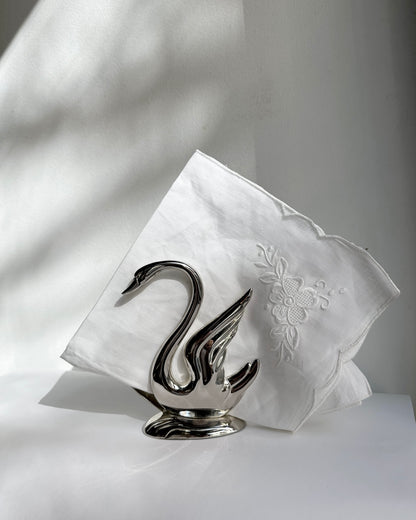 Vintage 1980s Silver Plated Swan Napkin Holder