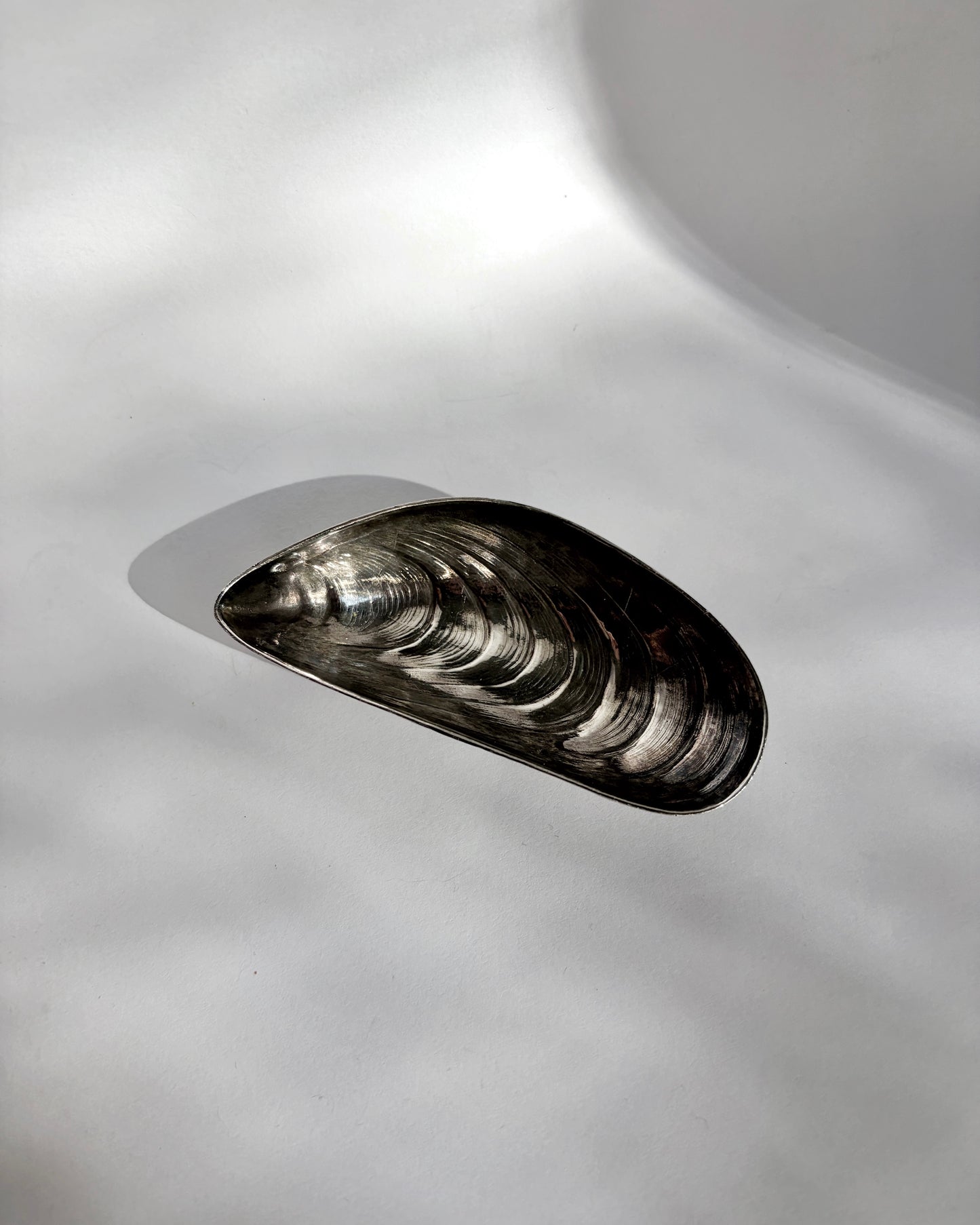 Vintage 1970s Silver Plated Mussel Shell Vide Poche
