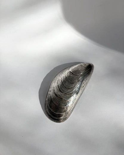 Vintage 1970s Silver Plated Mussel Shell Vide Poche