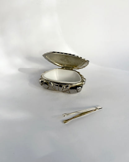 Vintage 1960s Silver Plated Crab Pill Box
