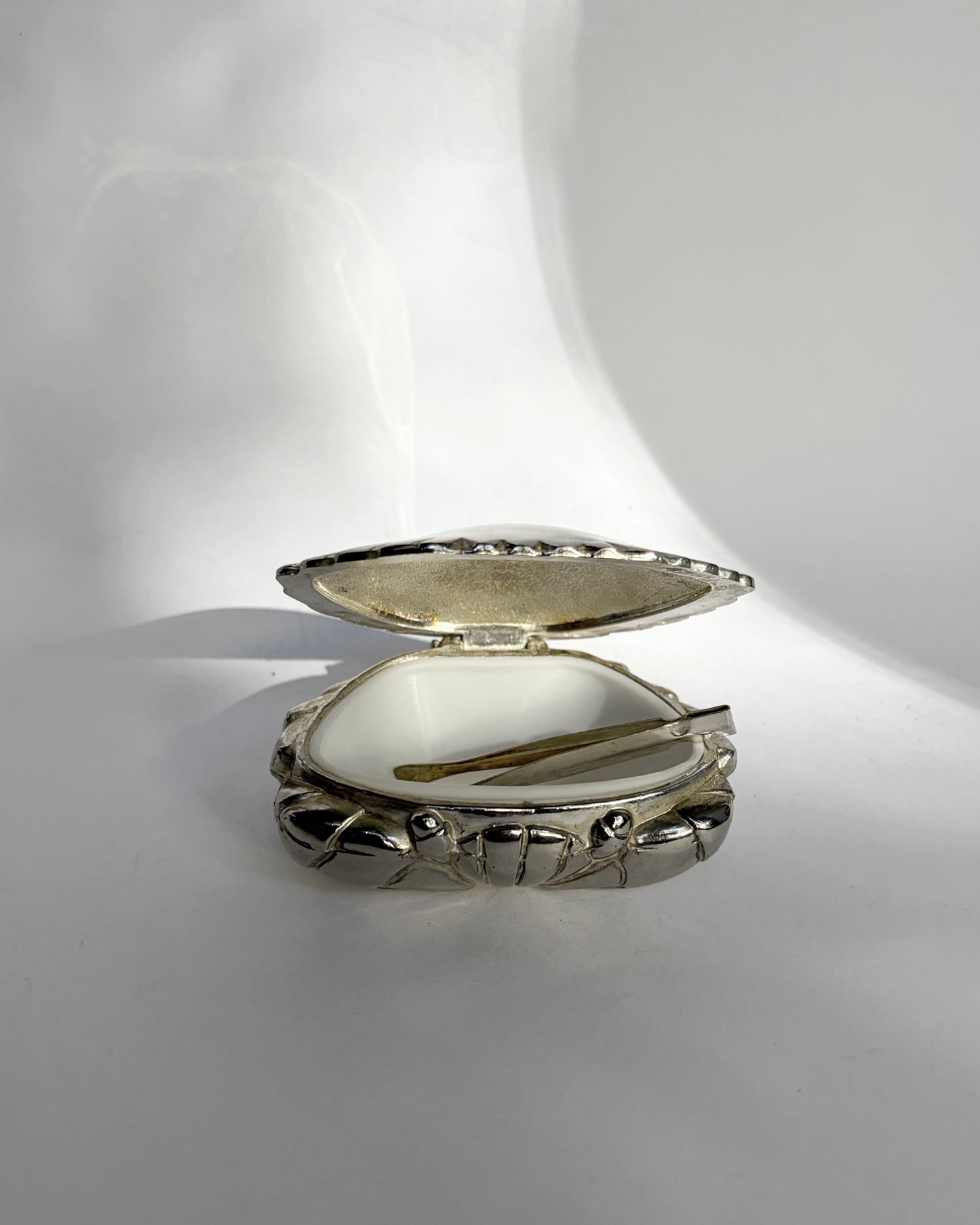 Vintage 1960s Silver Plated Crab Pill Box