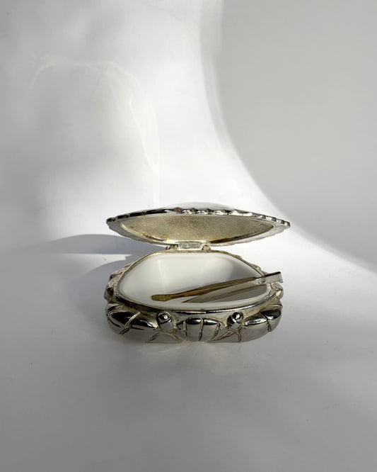 Vintage 1960s Silver Plated Crab Pill Box