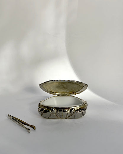 Vintage 1960s Silver Plated Crab Pill Box