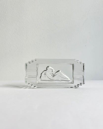 Art Deco Pressed Glass Ashtray “Diane” – 1930s French