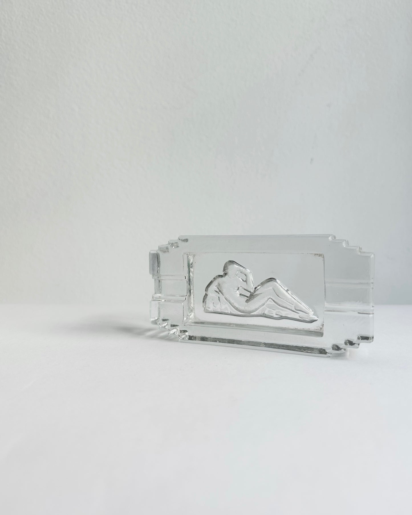 Art Deco Pressed Glass Ashtray “Diane” – 1930s French