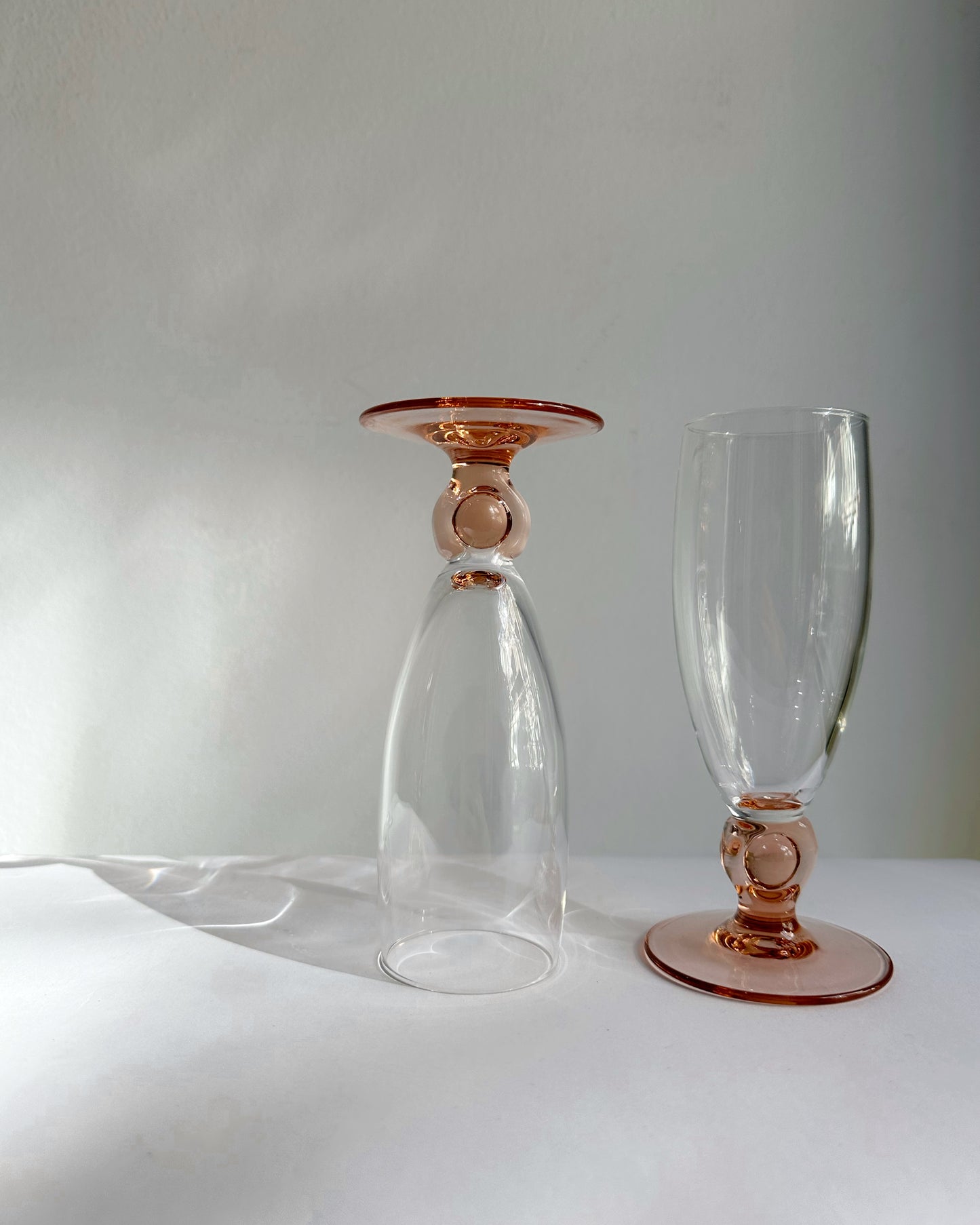 Vintage 1980s Luminarc Pink Stem Flutes – Set of 4