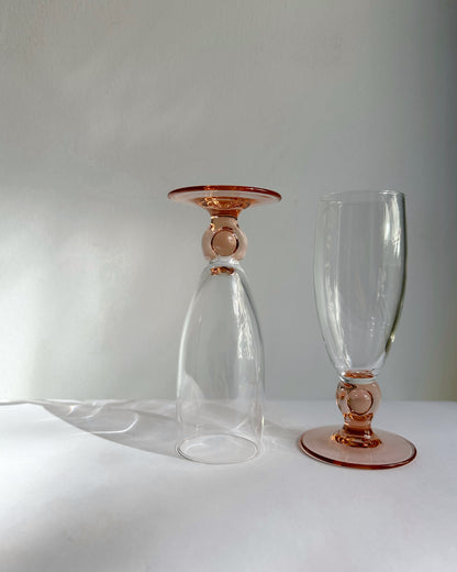 Vintage 1980s Luminarc Pink Stem Flutes – Set of 4