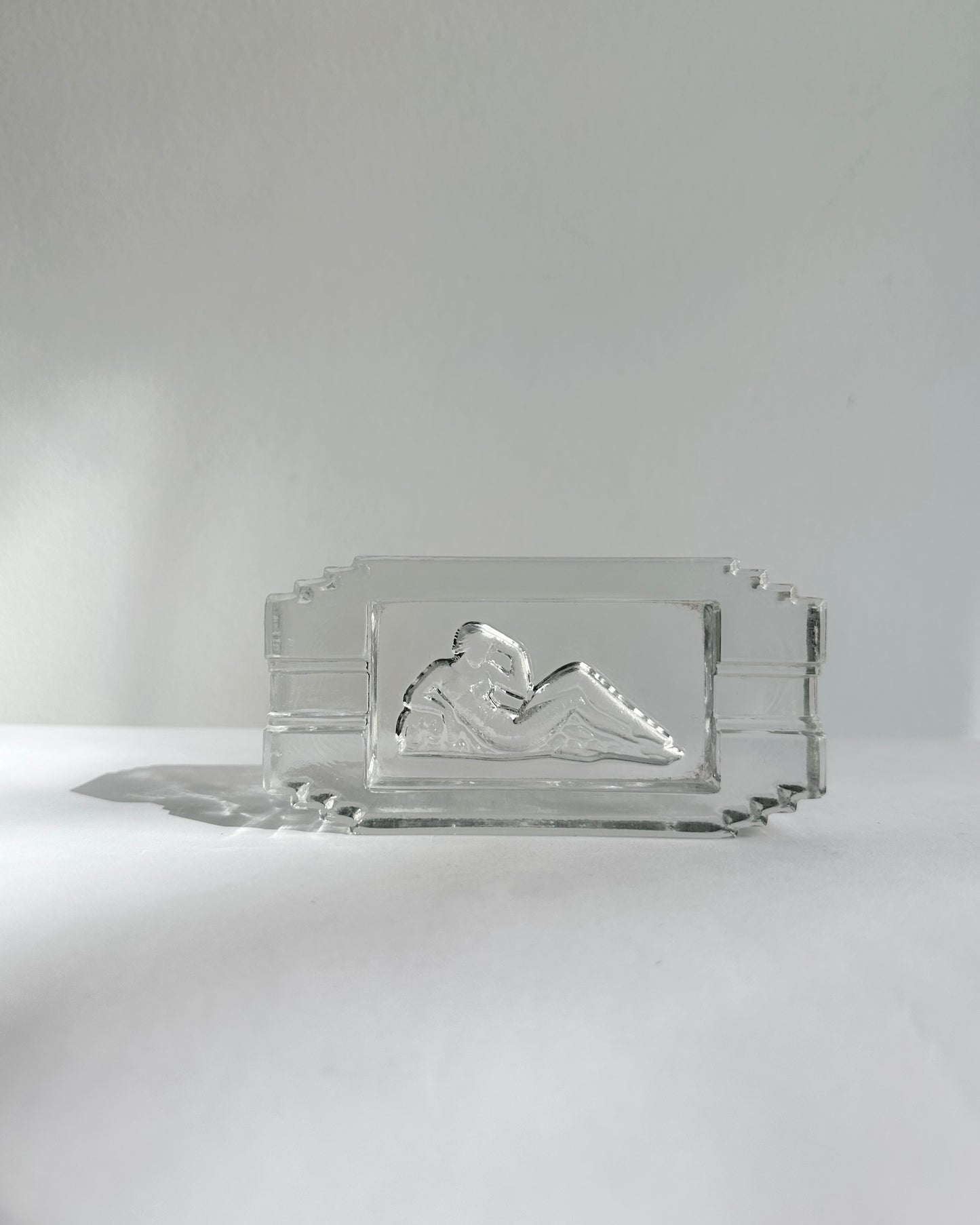 Art Deco Pressed Glass Ashtray “Diane” – 1930s French