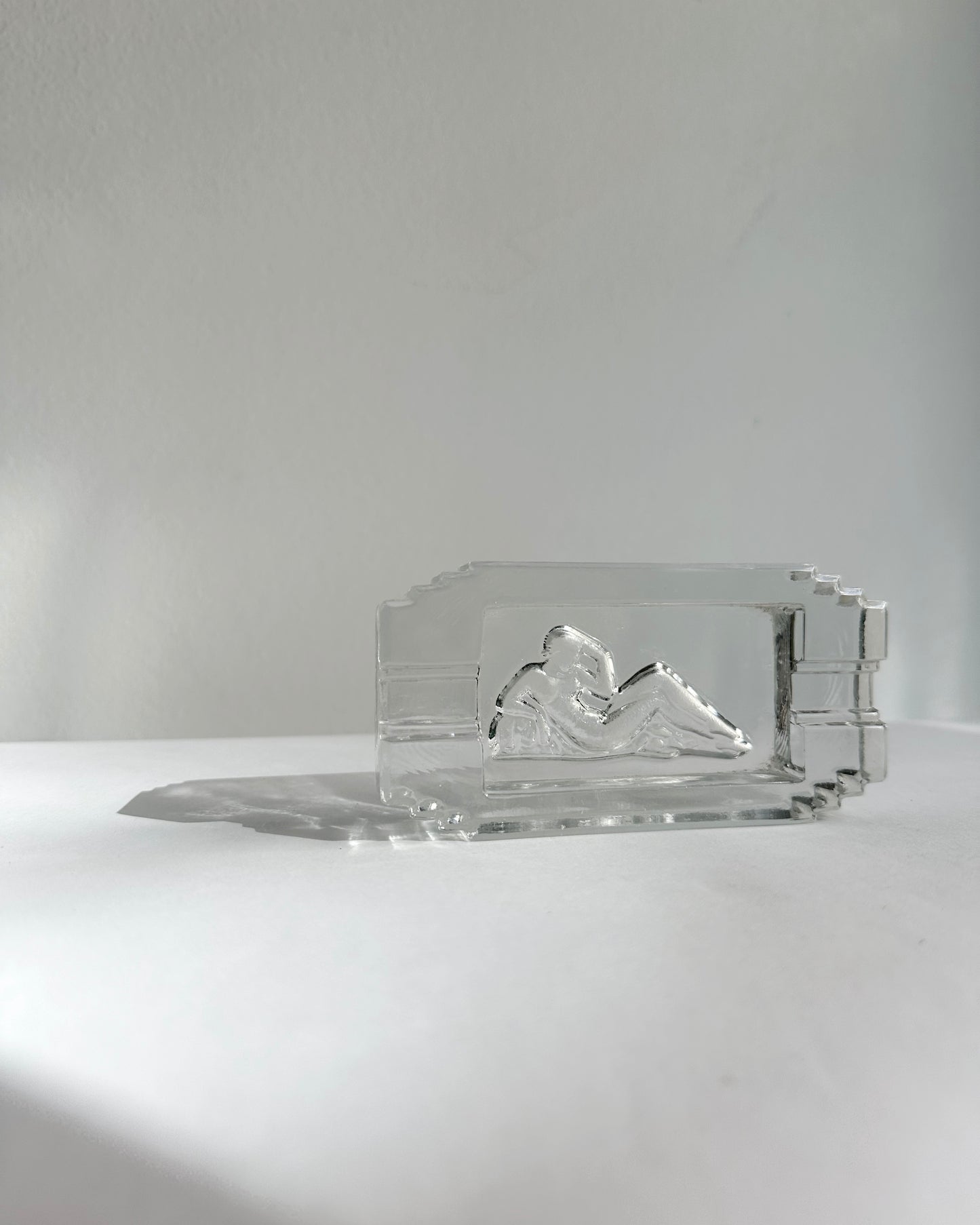 Art Deco Pressed Glass Ashtray “Diane” – 1930s French