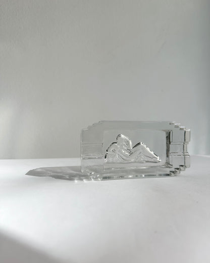 Art Deco Pressed Glass Ashtray “Diane” – 1930s French