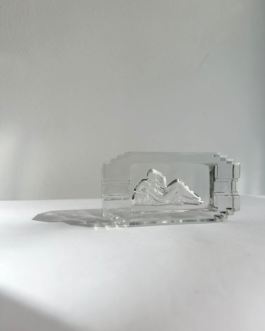 Art Deco Pressed Glass Ashtray “Diane” – 1930s French