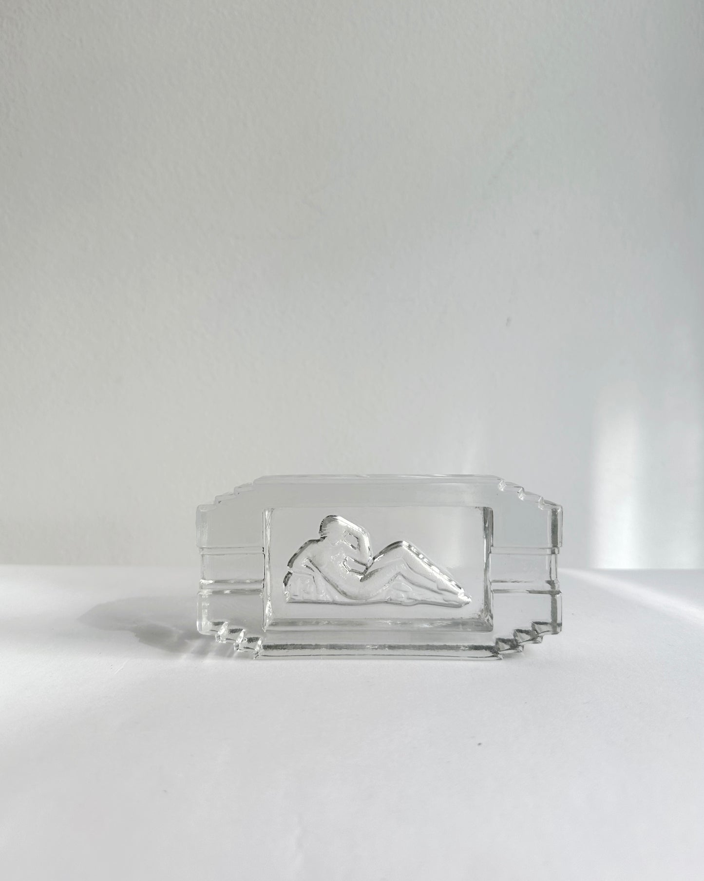 Art Deco Pressed Glass Ashtray “Diane” – 1930s French