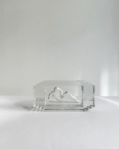 Art Deco Pressed Glass Ashtray “Diane” – 1930s French