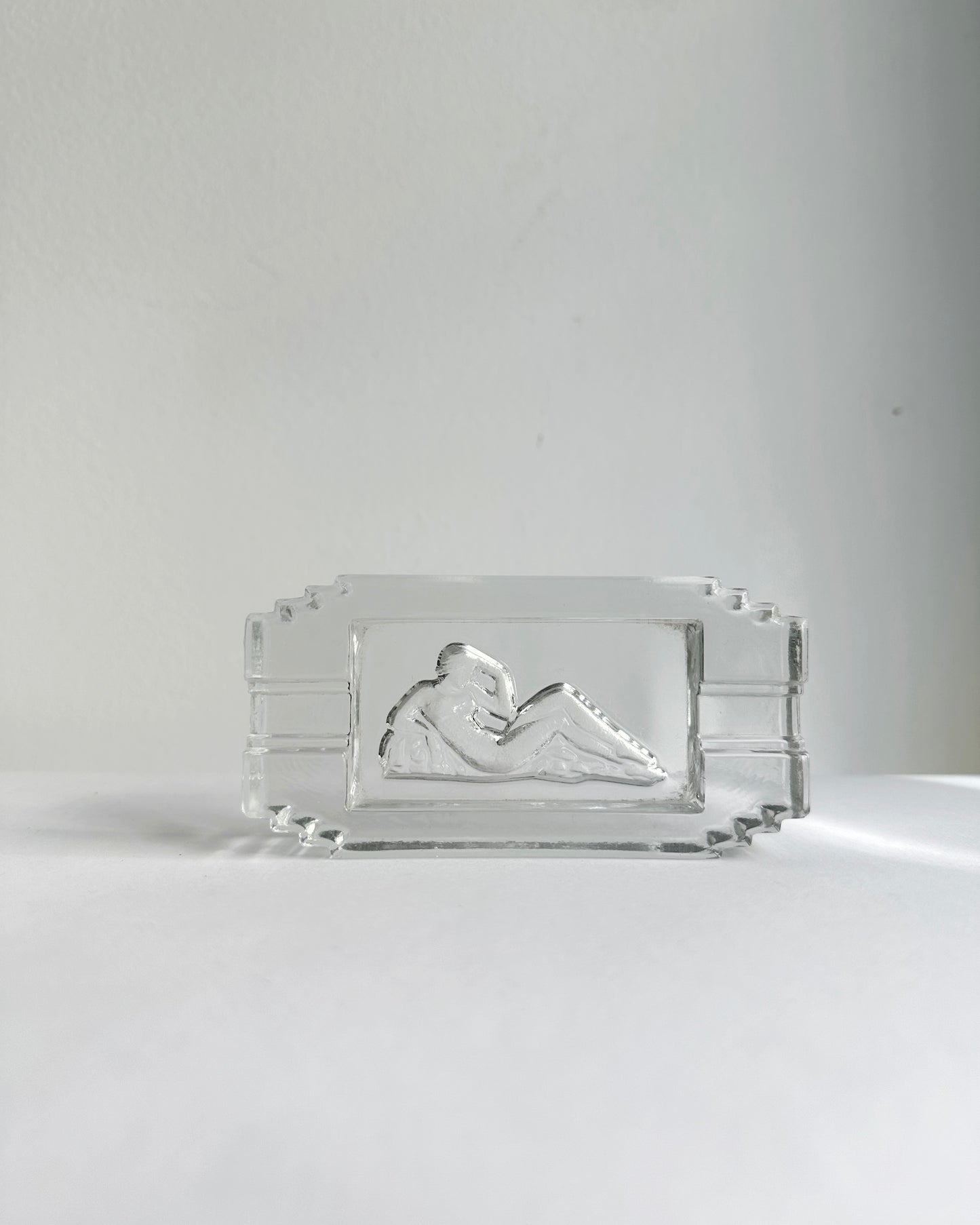 Art Deco Pressed Glass Ashtray “Diane” – 1930s French