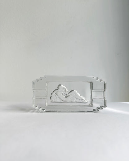 Art Deco Pressed Glass Ashtray “Diane” – 1930s French