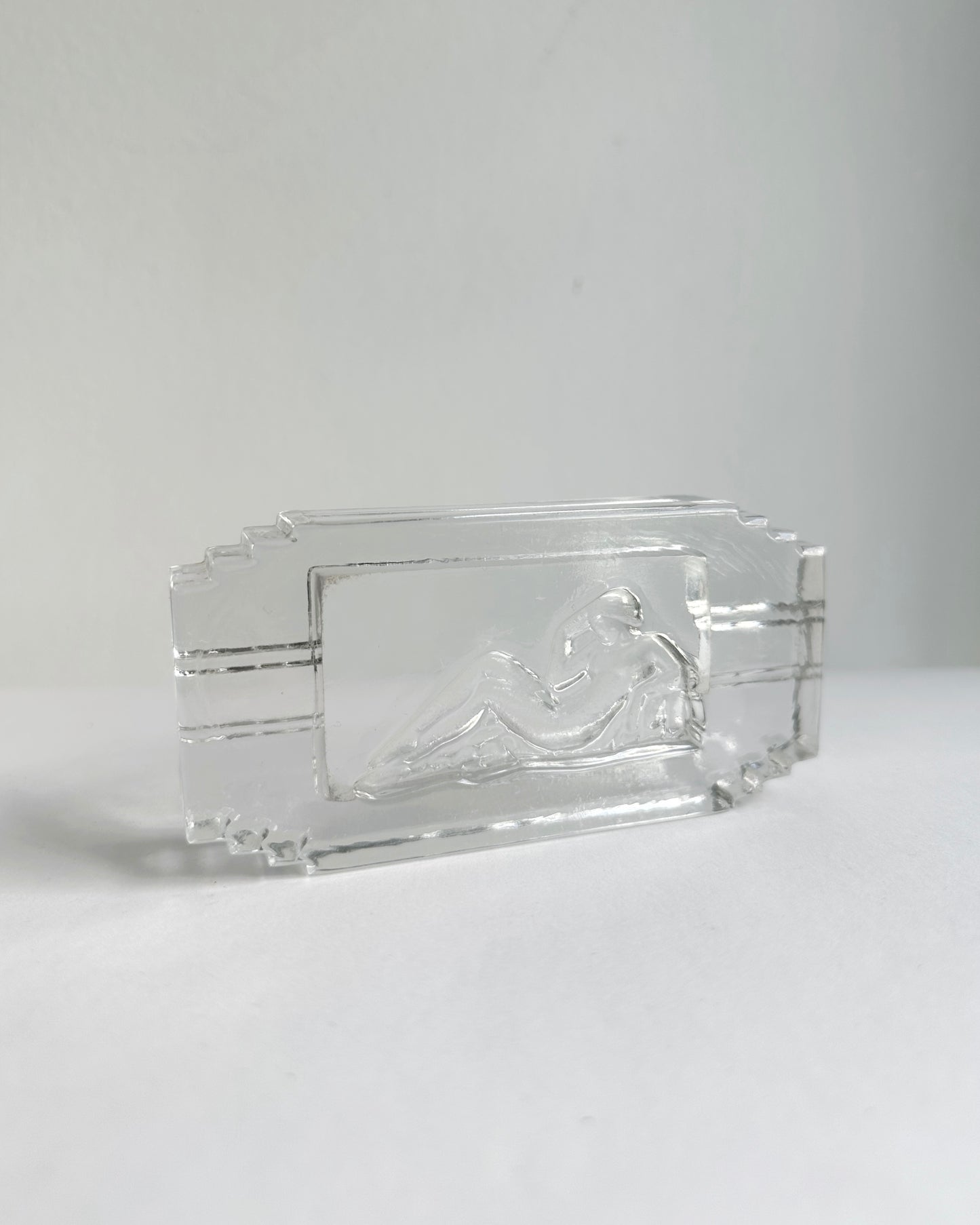 Art Deco Pressed Glass Ashtray “Diane” – 1930s French