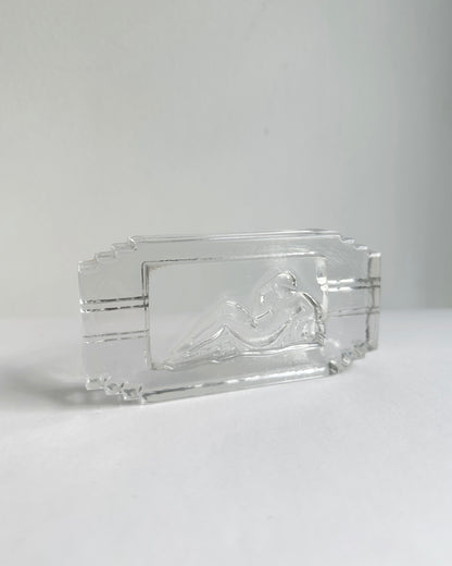 Art Deco Pressed Glass Ashtray “Diane” – 1930s French