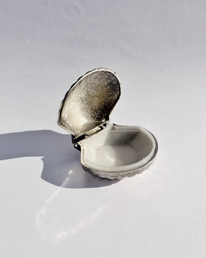 Vintage Silver Plated Shell Pill Box
