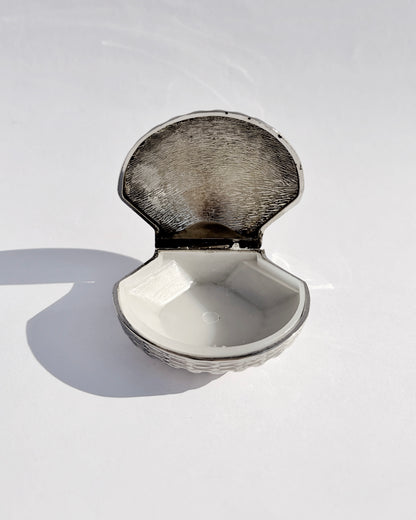 Vintage Silver Plated Shell Pill Box