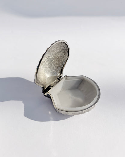Vintage Silver Plated Shell Pill Box