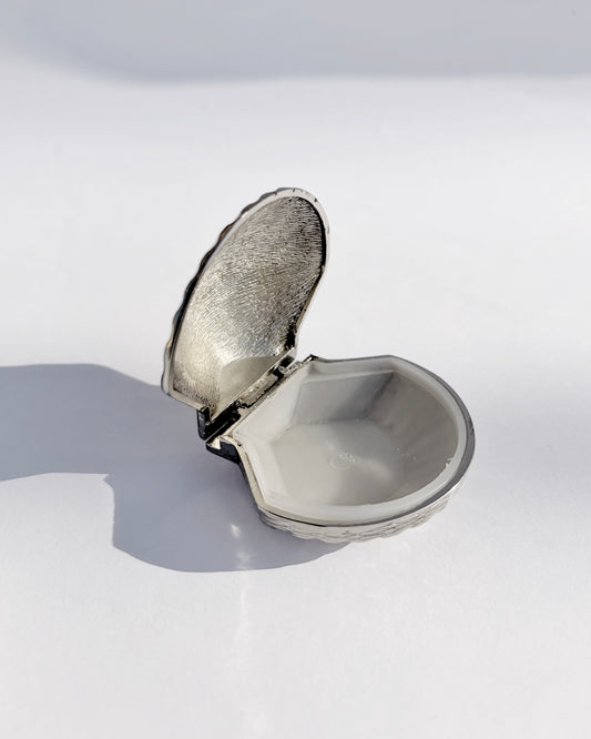 Vintage Silver Plated Shell Pill Box