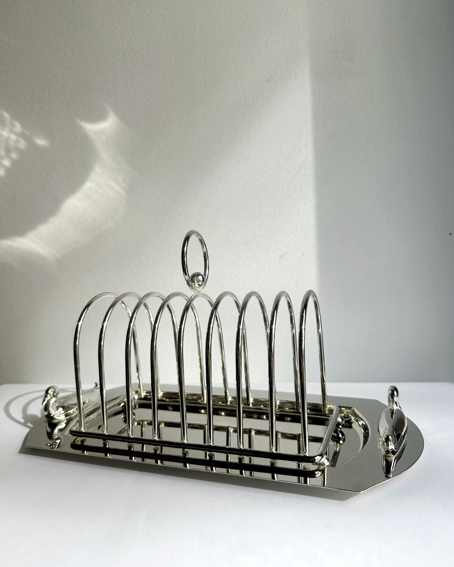 Vintage 1970s Silver Plated Toast Rack with Serving Tray
