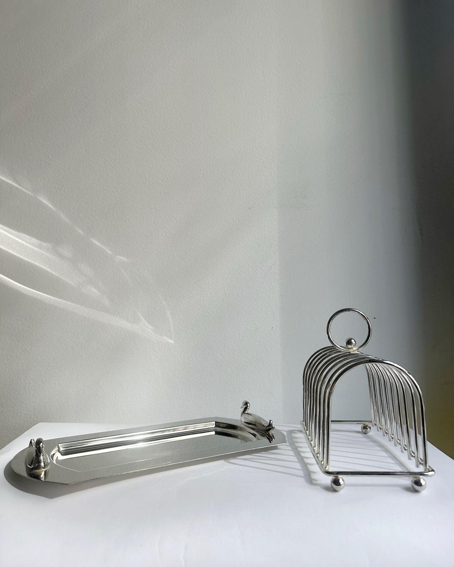 Vintage 1970s Silver Plated Toast Rack with Serving Tray