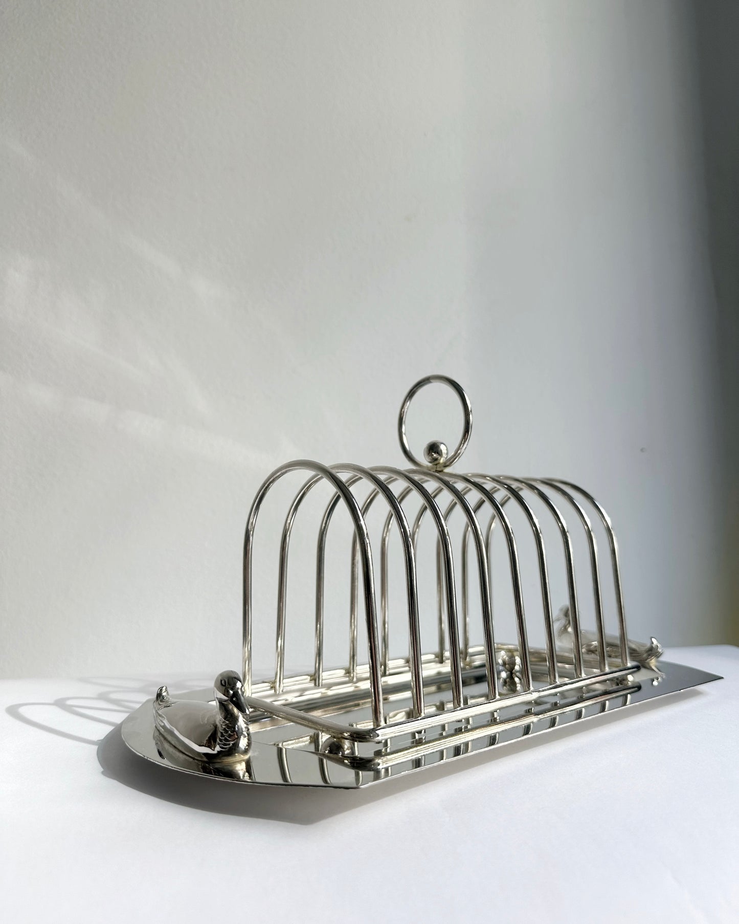 Vintage 1970s Silver Plated Toast Rack with Serving Tray