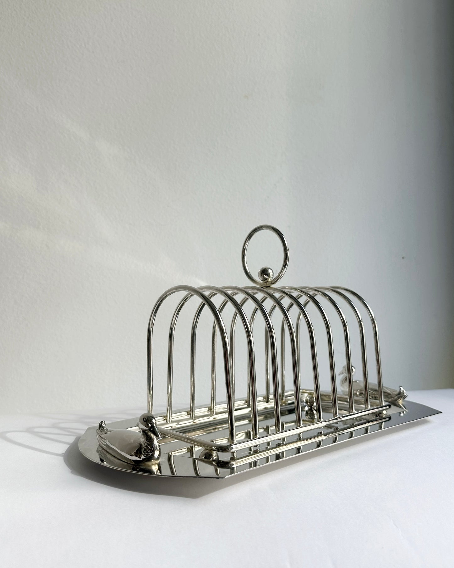 Vintage 1970s Silver Plated Toast Rack with Serving Tray