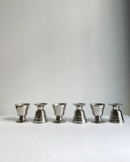 Vintage 1960s Metal Egg Cups – Set of 6