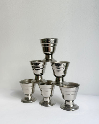 Vintage 1960s Metal Egg Cups – Set of 6