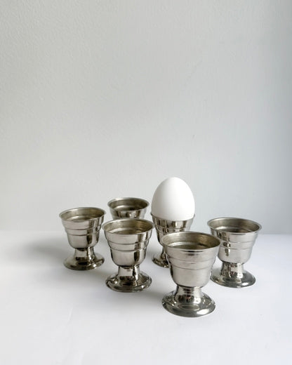 Vintage 1960s Metal Egg Cups – Set of 6
