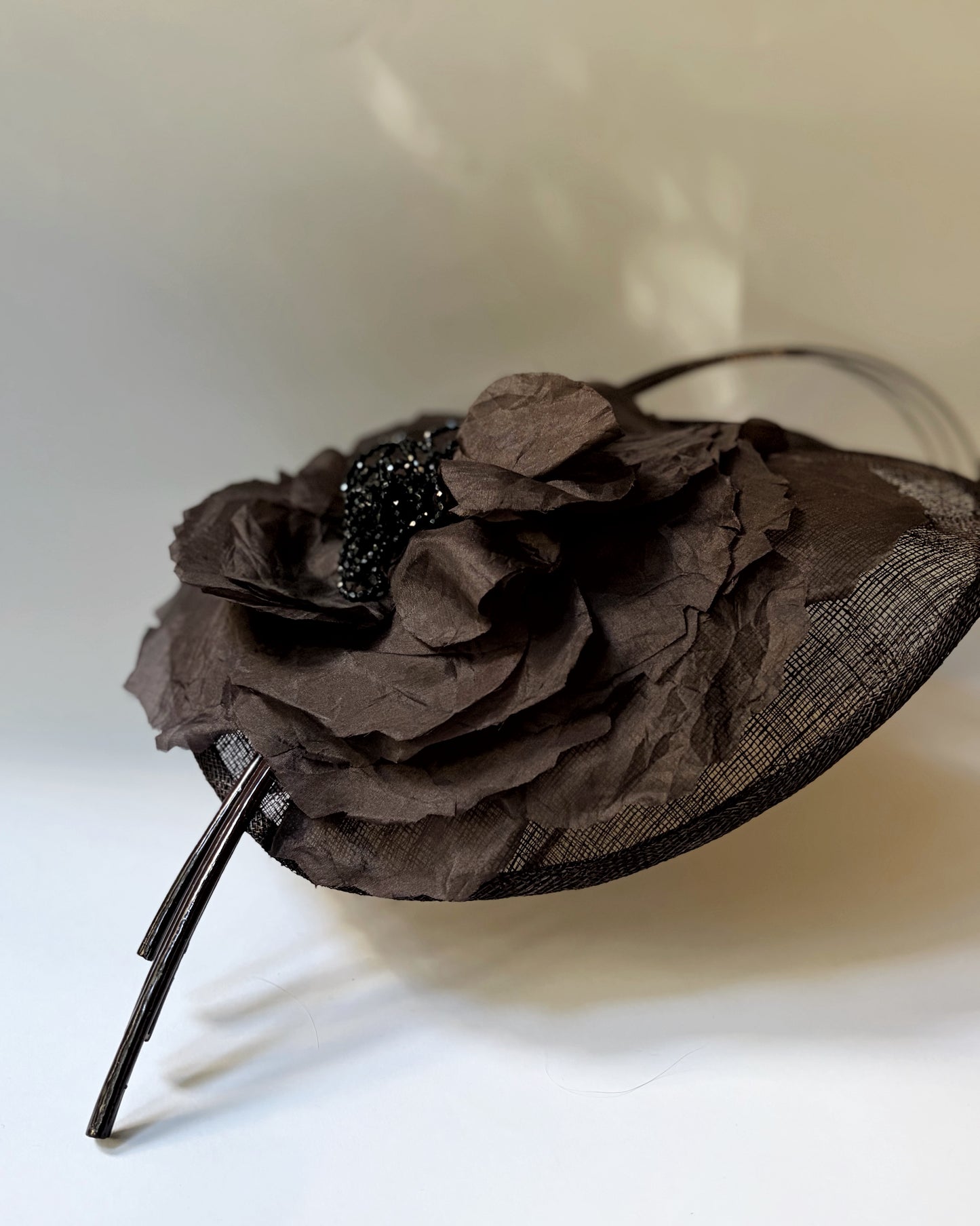 Vintage Brown Sinamay Floral Fascinator Hat