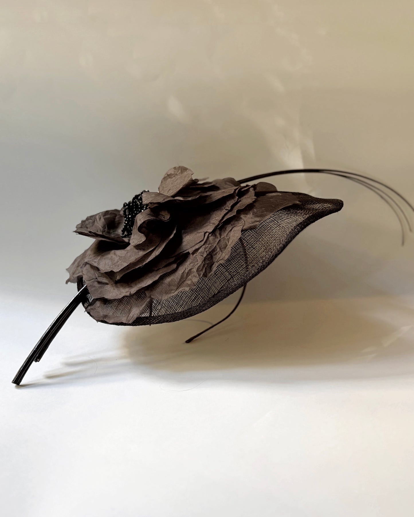 Vintage Brown Sinamay Floral Fascinator Hat