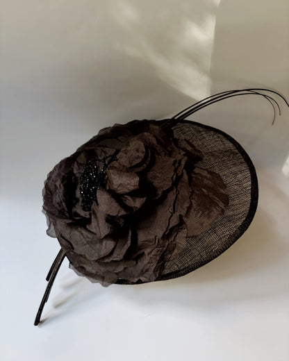 Vintage Brown Sinamay Floral Fascinator Hat