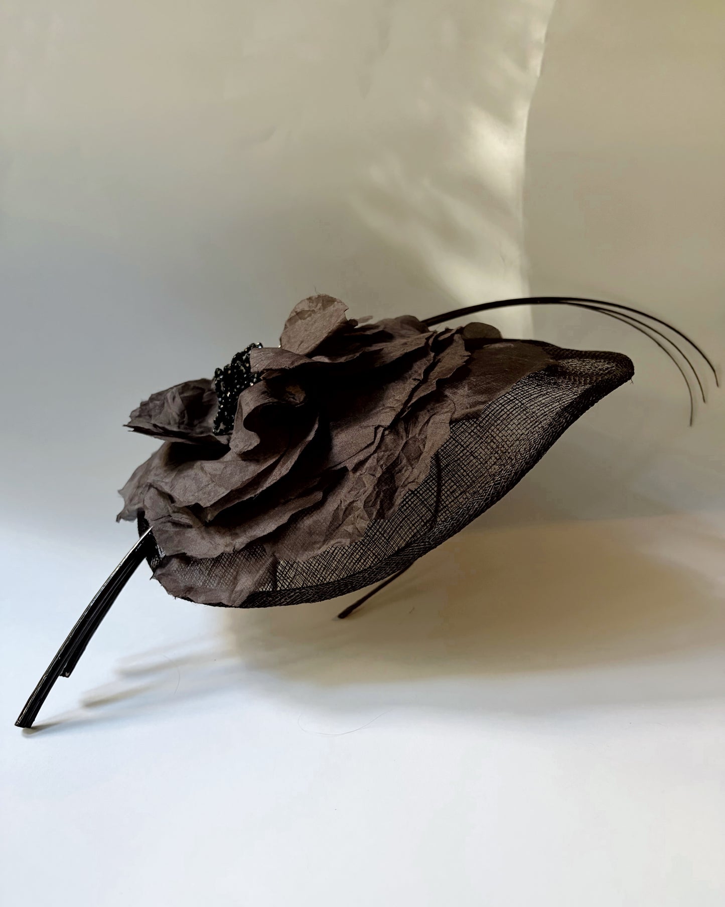 Vintage Brown Sinamay Floral Fascinator Hat
