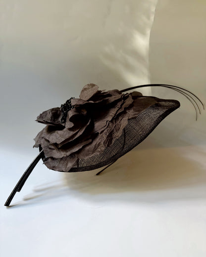 Vintage Brown Sinamay Floral Fascinator Hat