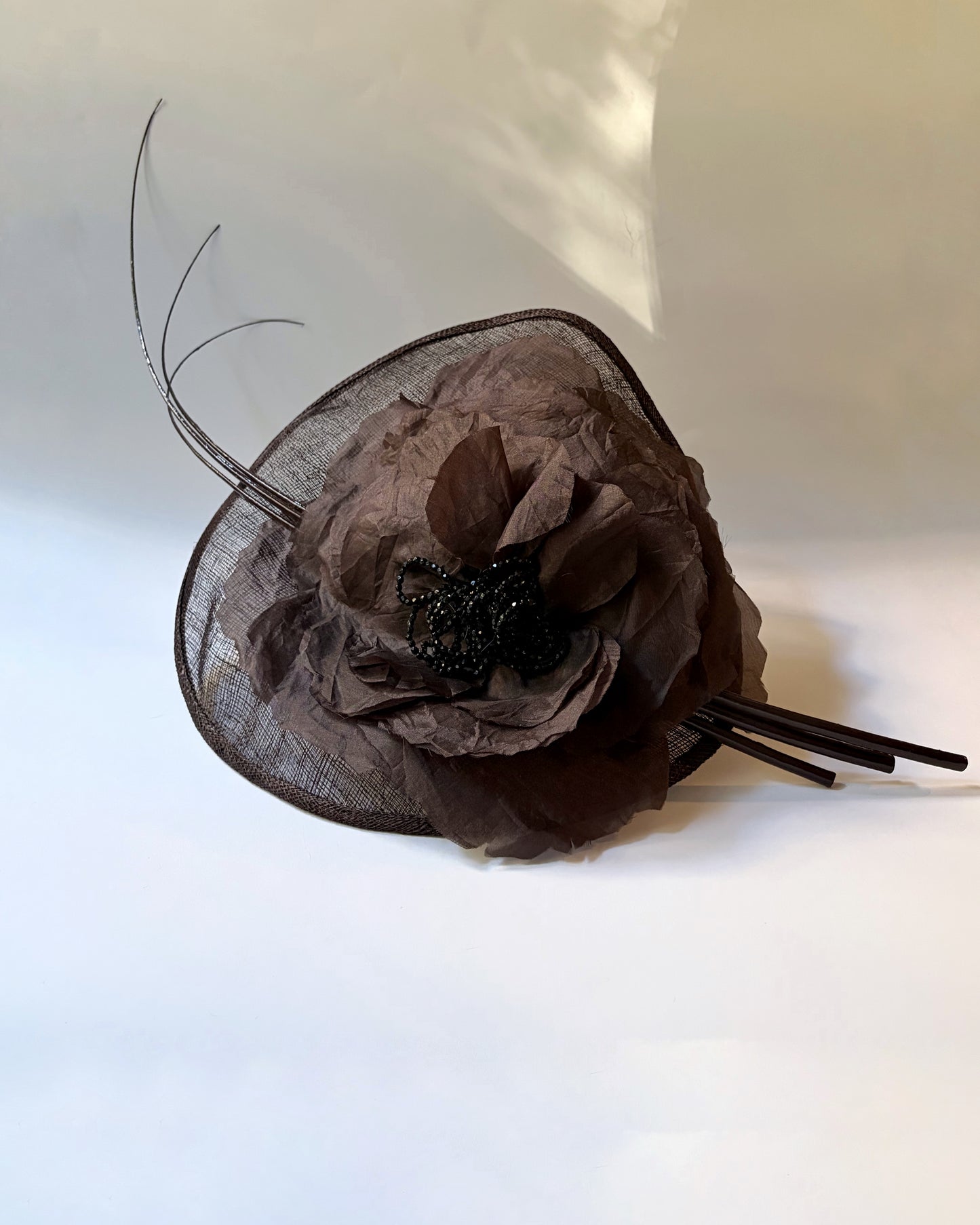 Vintage Brown Sinamay Floral Fascinator Hat