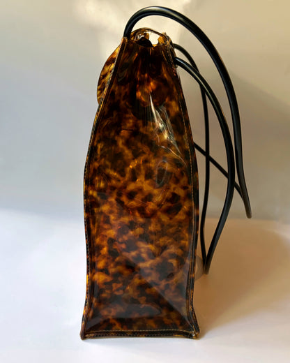 Vintage 1970s Tortoiseshell Effect Vinyl Shoulder Bag