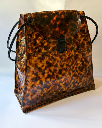 Vintage 1970s Tortoiseshell Effect Vinyl Shoulder Bag