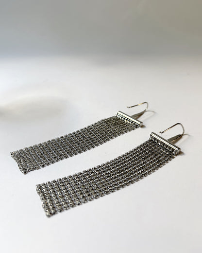 Vintage 1990s Liquid Metal Mesh Drop Earrings