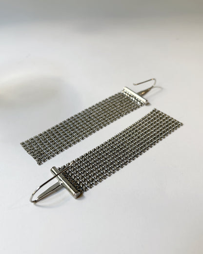 Vintage 1990s Liquid Metal Mesh Drop Earrings
