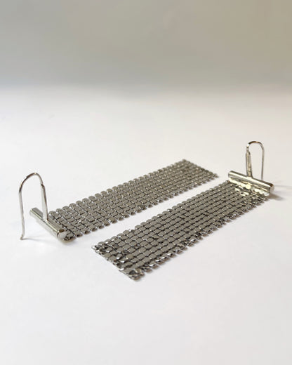 Vintage 1990s Liquid Metal Mesh Drop Earrings